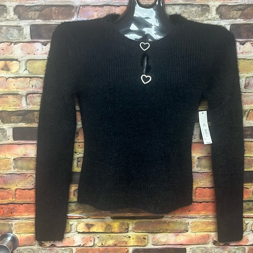 Black sweater with keyhole neckline